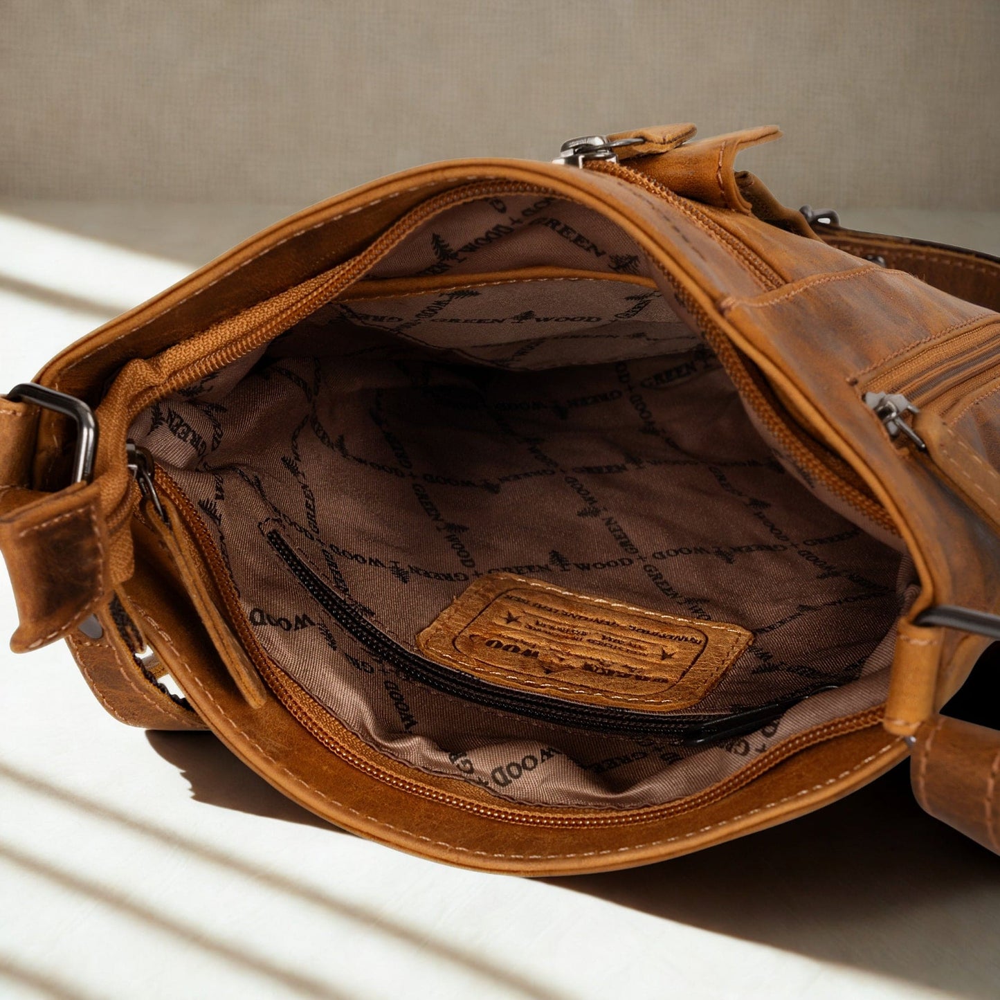 Leather Crossbody bag for women inside