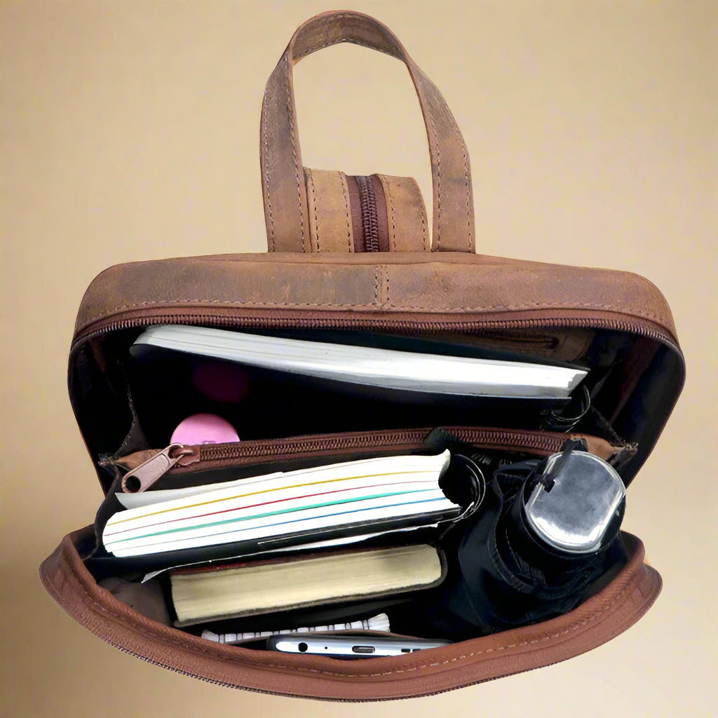 Leather Backpack Sandal Mia- Wax Pull-up Leather