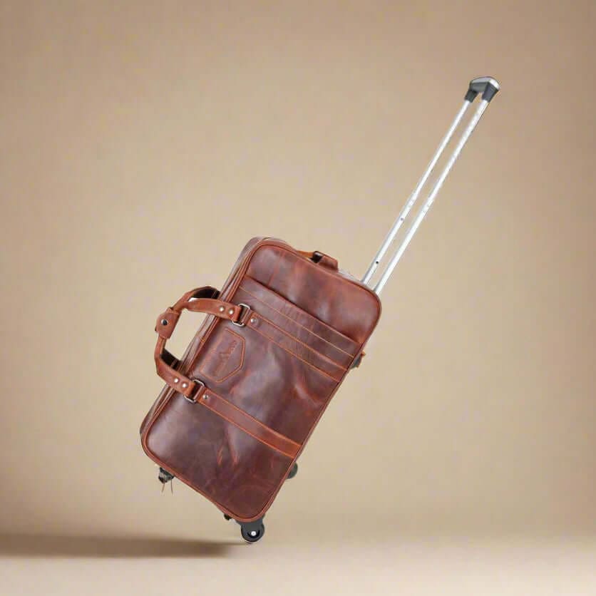 Leather Trolley Travel Bag - Sandal