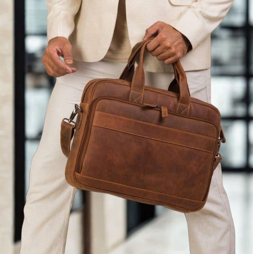 Vintage Leather Laptop Bag Sandel