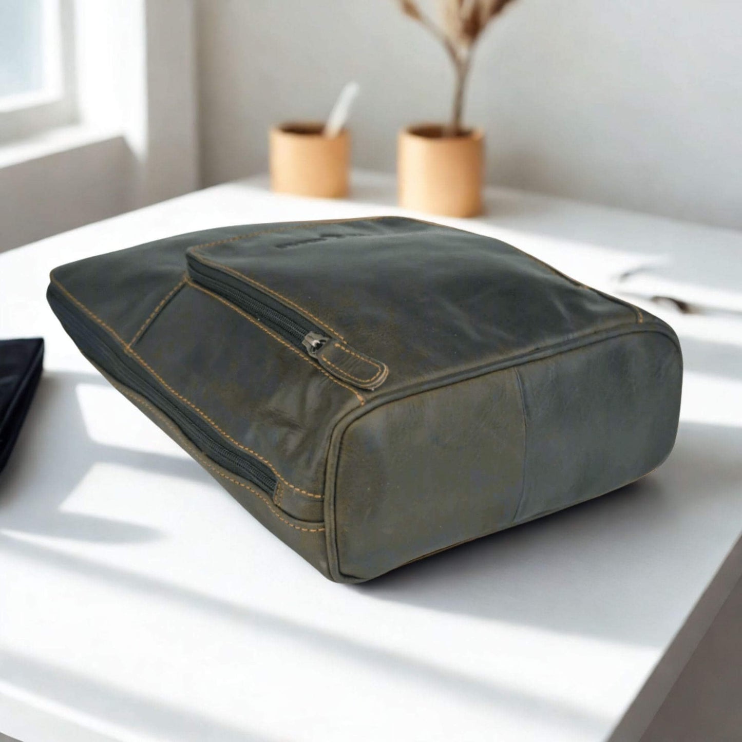 Leather Women Backpack brown