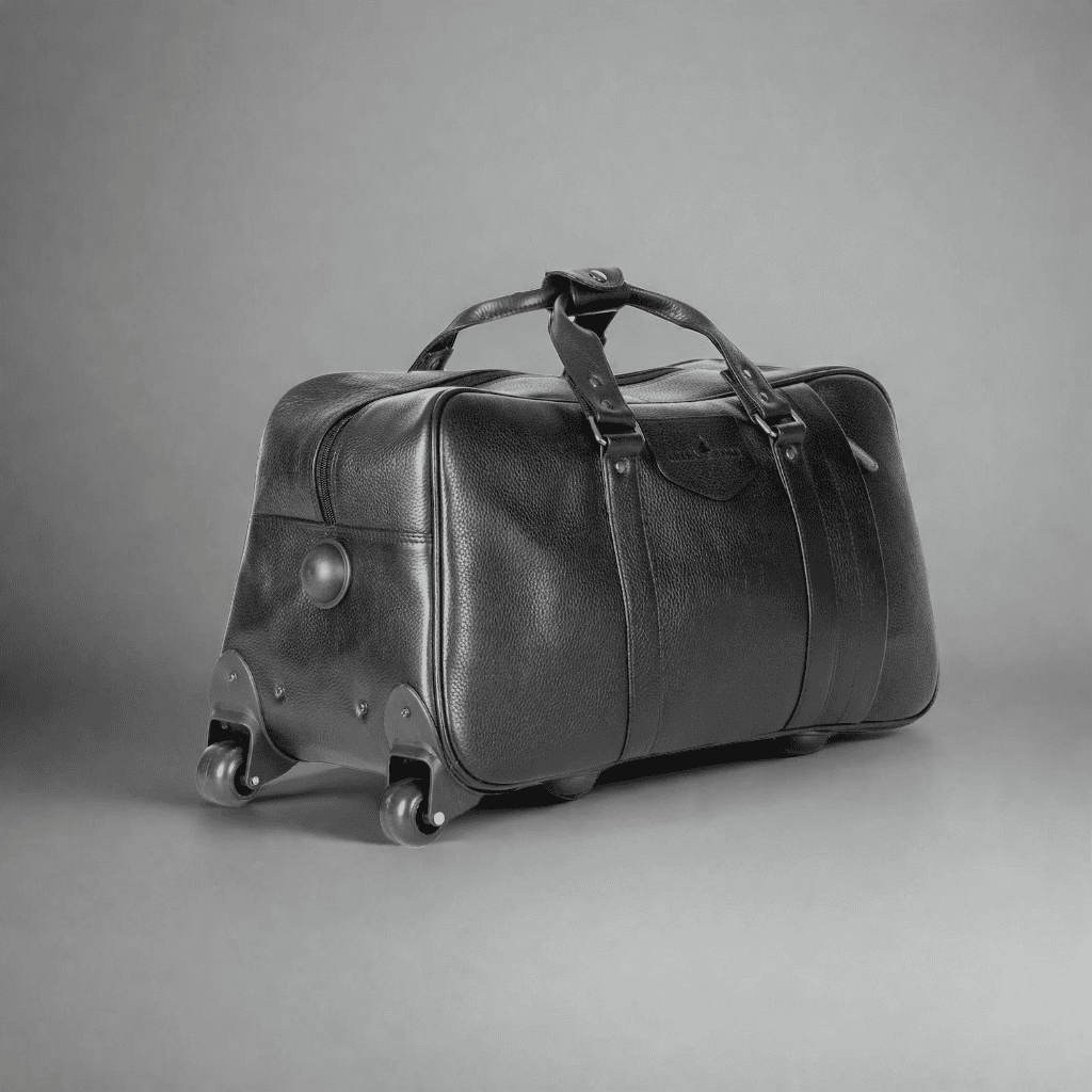 Leather Trolley Travelbag Black