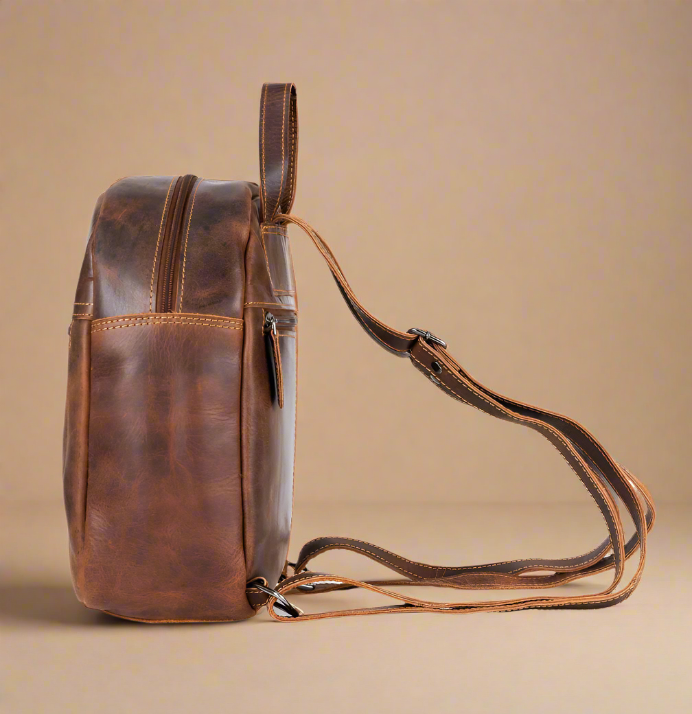Ariel Brown Leather Backpack | KALGHI