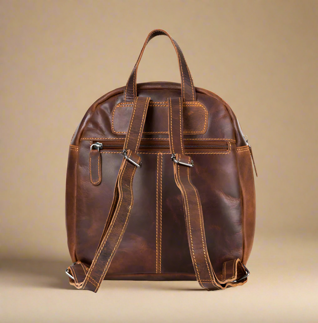 Ariel Brown Leather Backpack | KALGHI