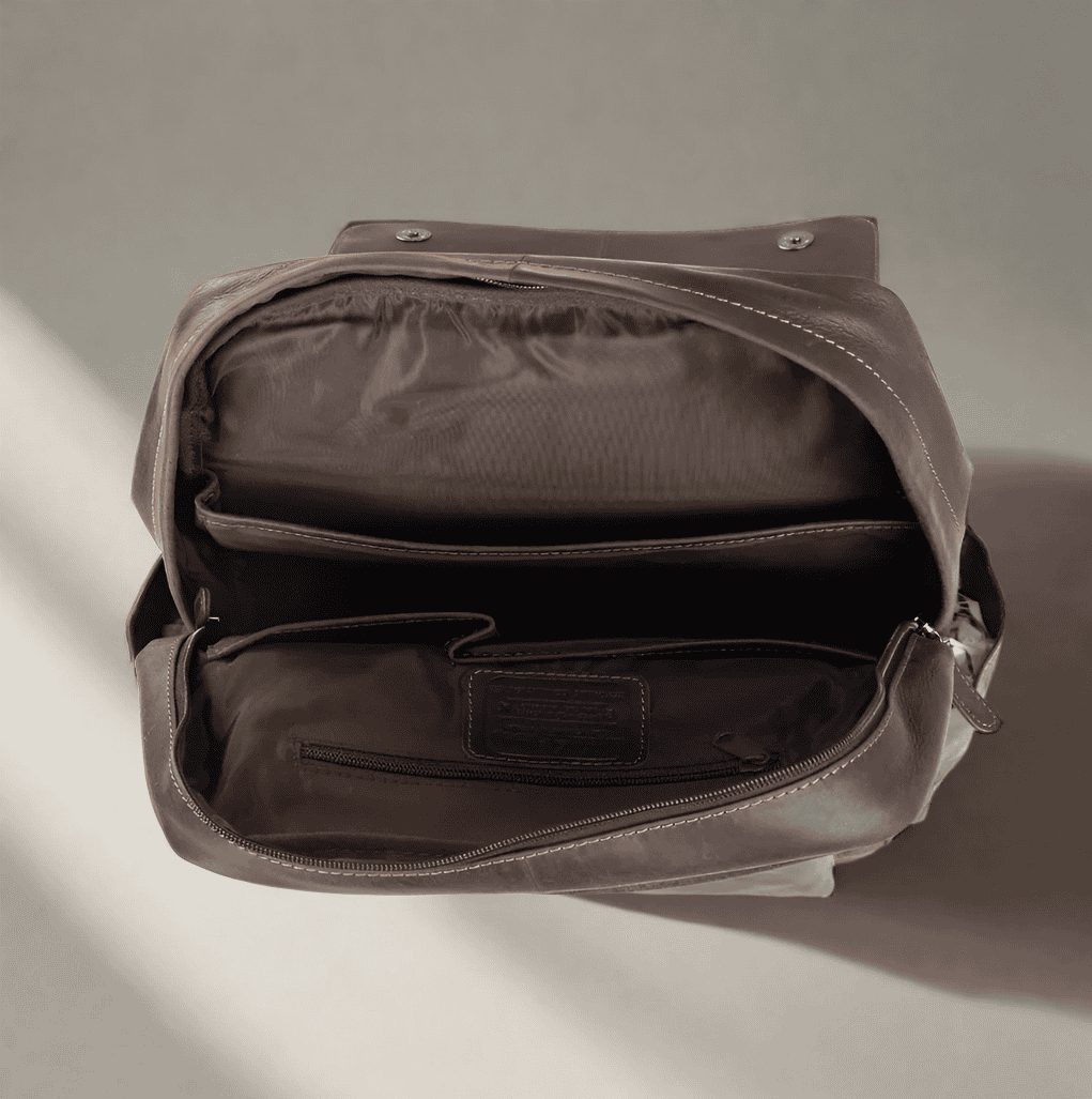 Vintage Leather Backpack Dark Brown