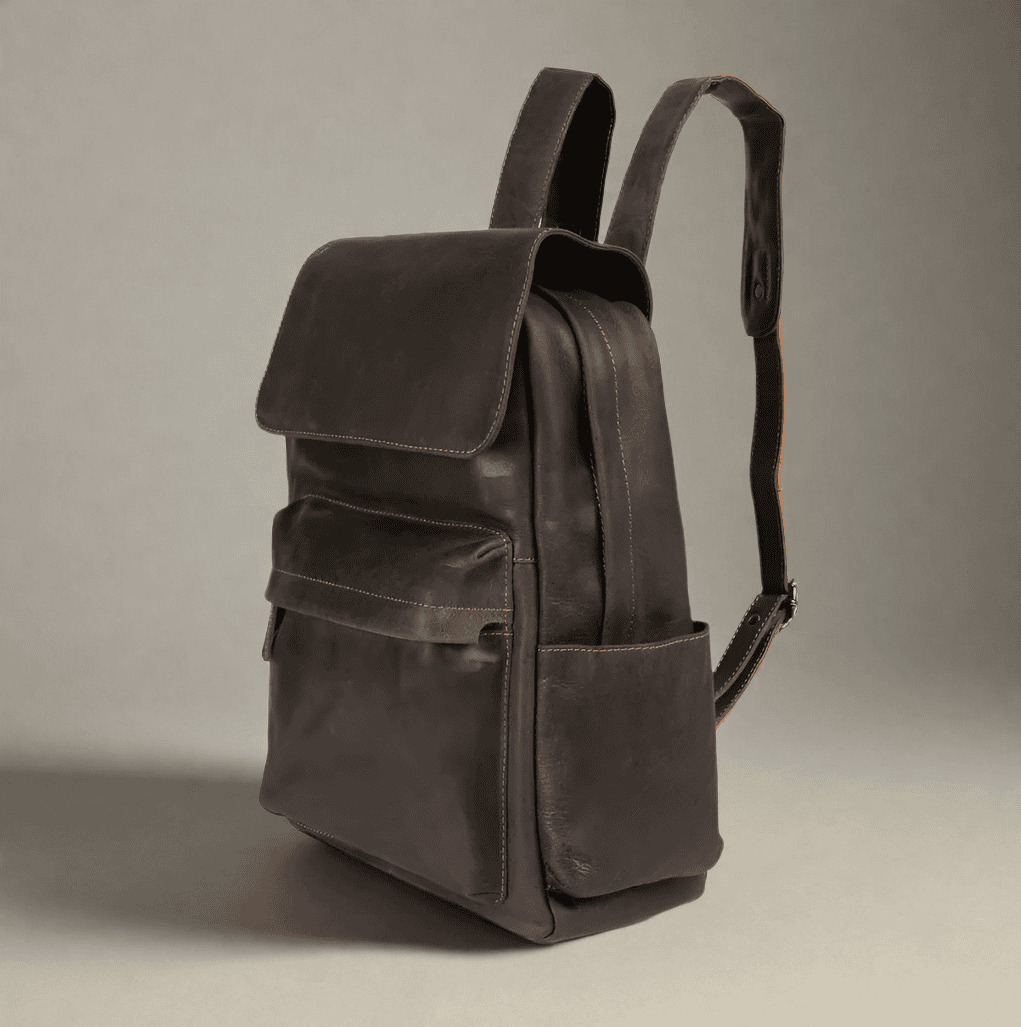 Vintage Leather Backpack Dark Brown