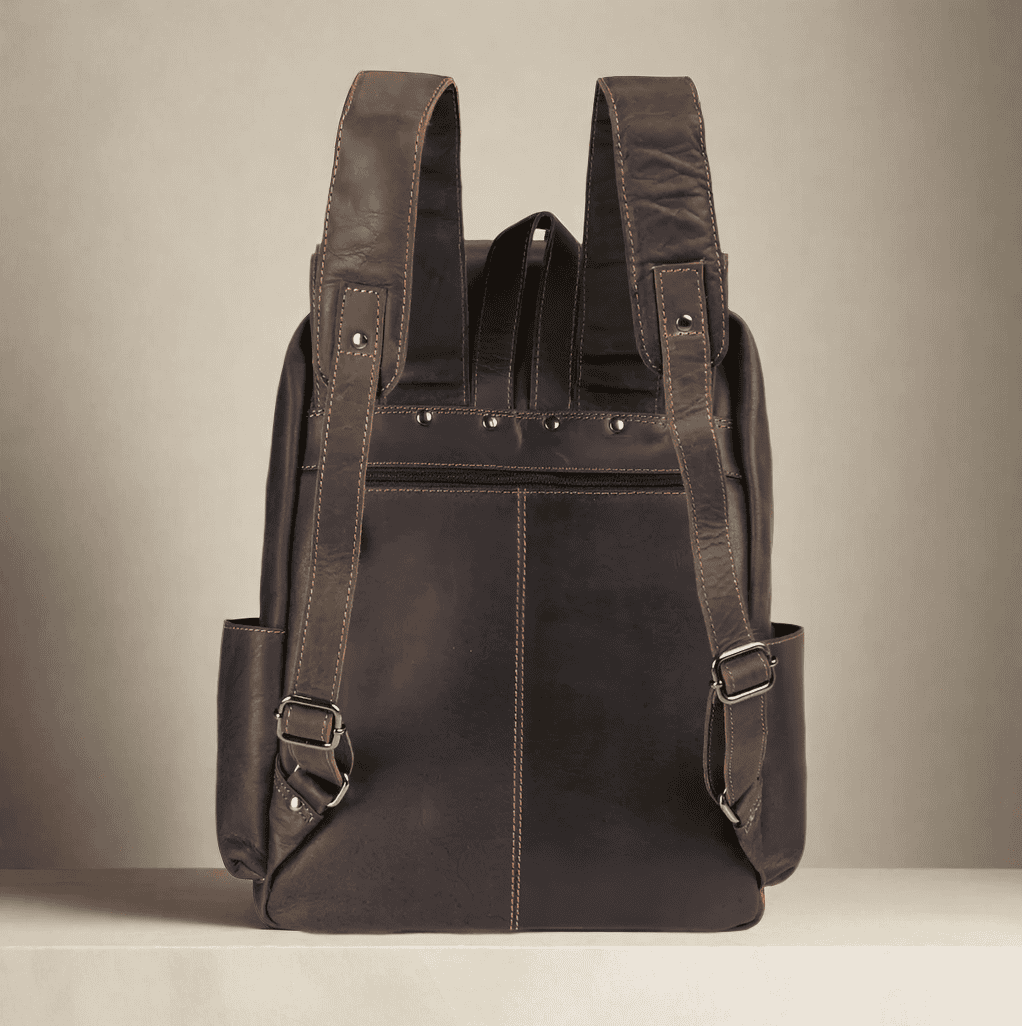 Vintage Leather Backpack Dark Brown