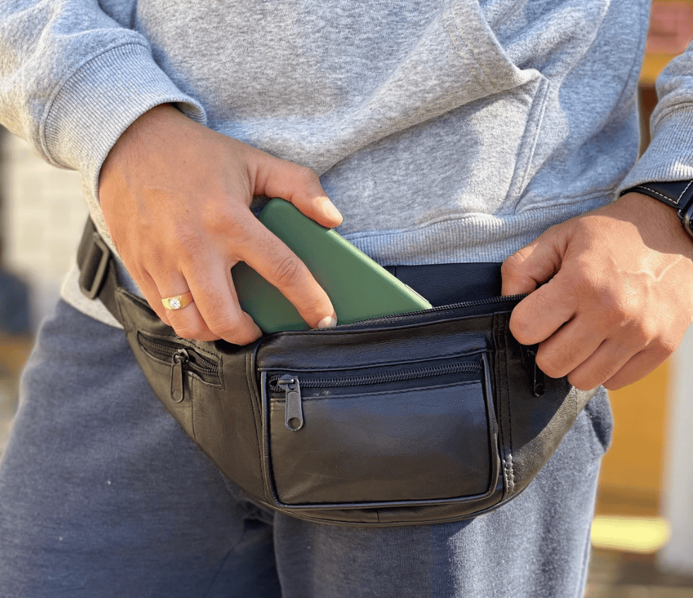 Men s Leather Fanny Pack Waist Bag for Festivals KALGHI