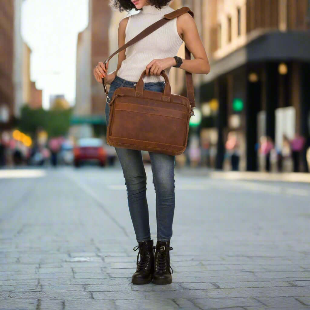 Vintage Leather Laptop Bag Sandel