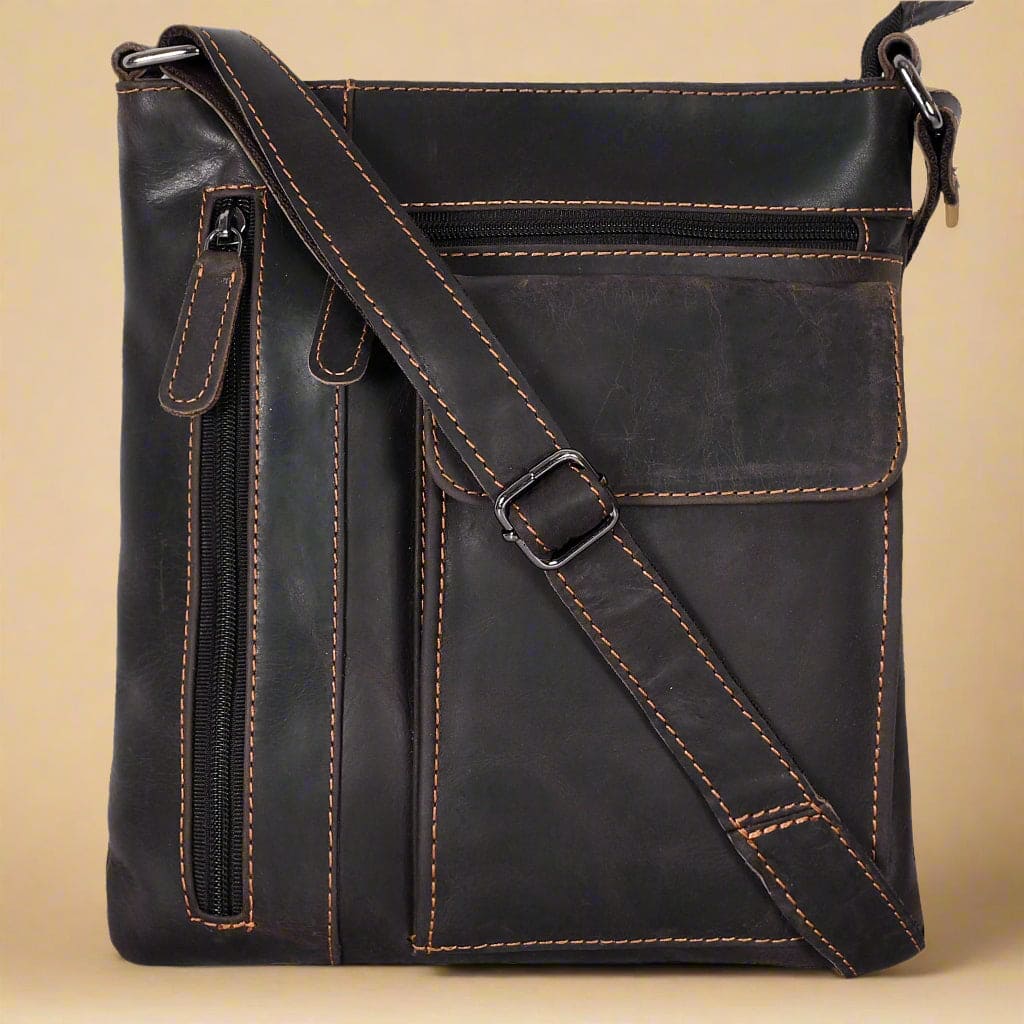 KALGHI Cross Body Bag Ladies Cross Body Leather Bag Brown