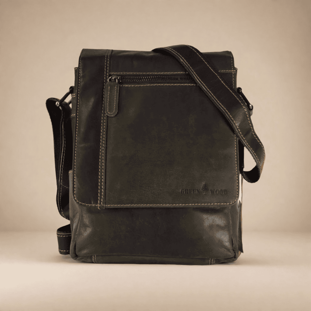 Leather Messenger Bag - Dark Brown