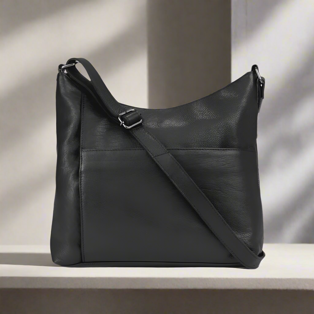 Black Leather Shoulder Bag Leena