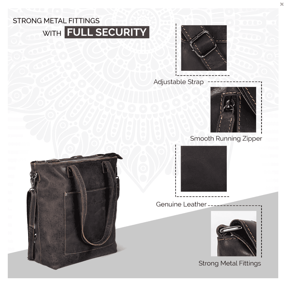 Classic Dark Brown Leather Tote Bag