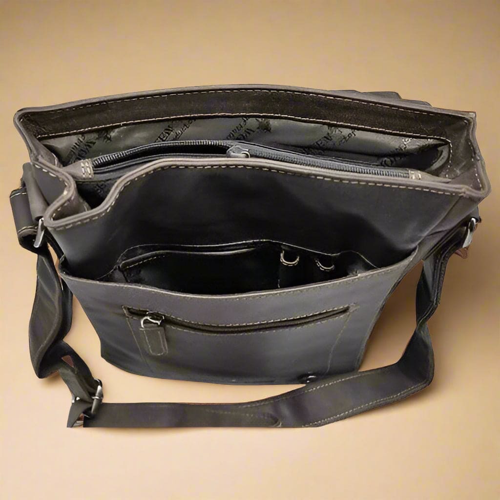 Leather Shoulder Bag Dark Brown