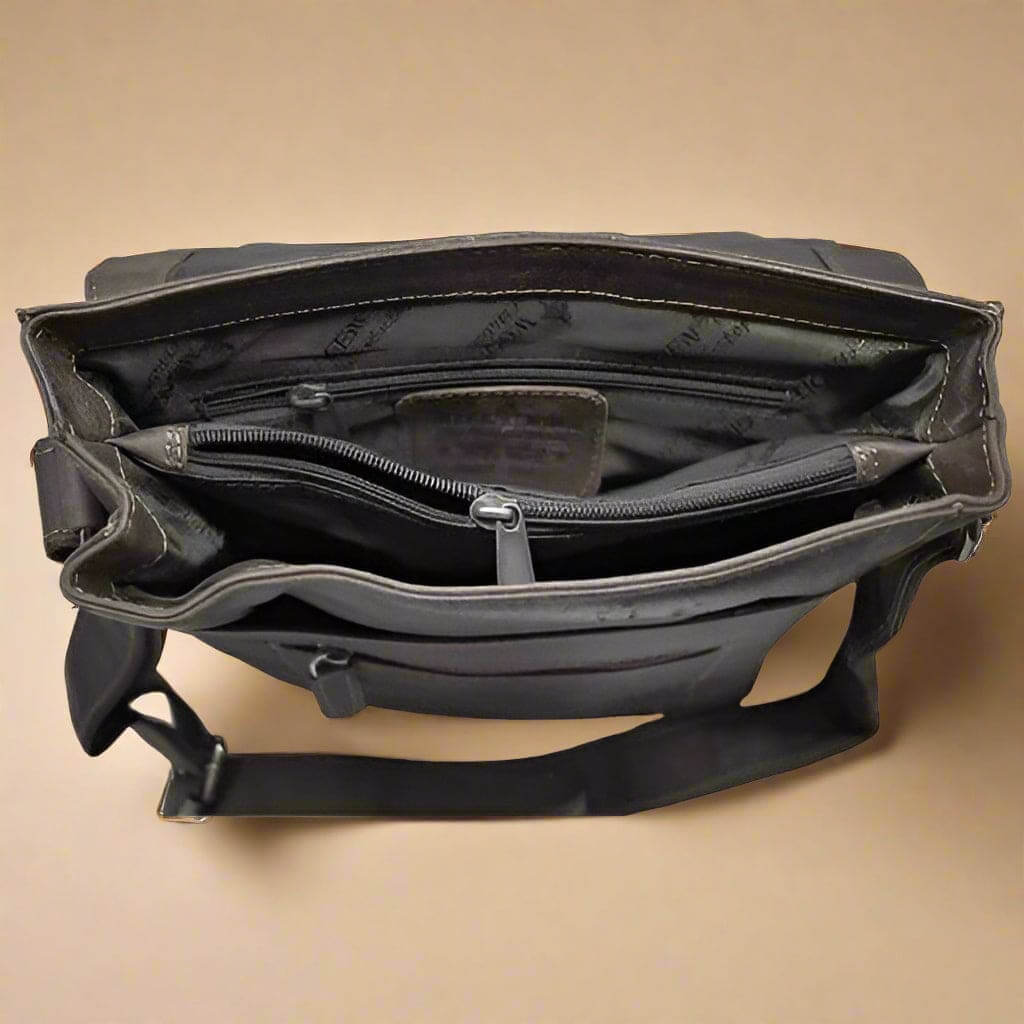 Leather Shoulder Bag Dark Brown