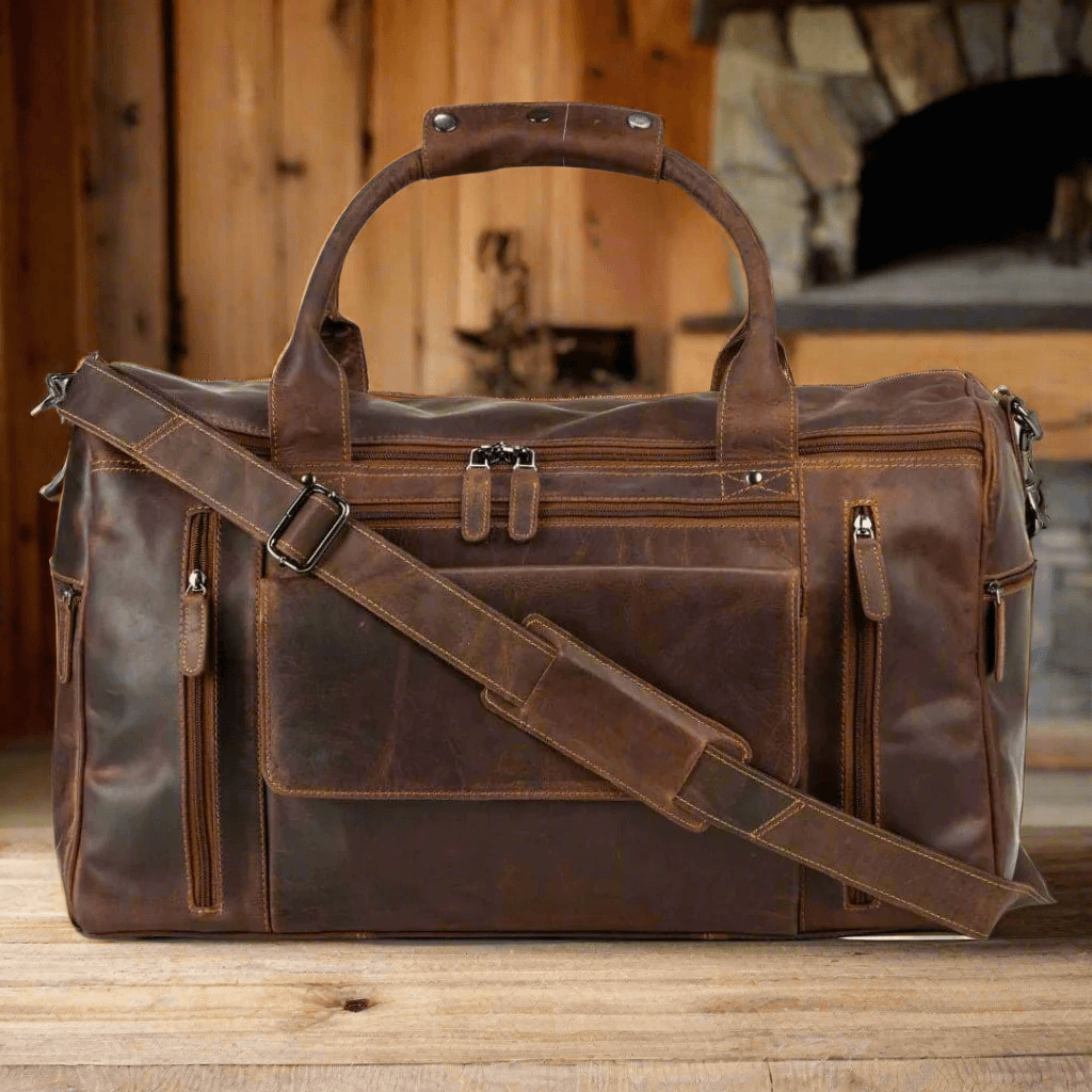Leather Travel Duffle Bag Large - Sandal