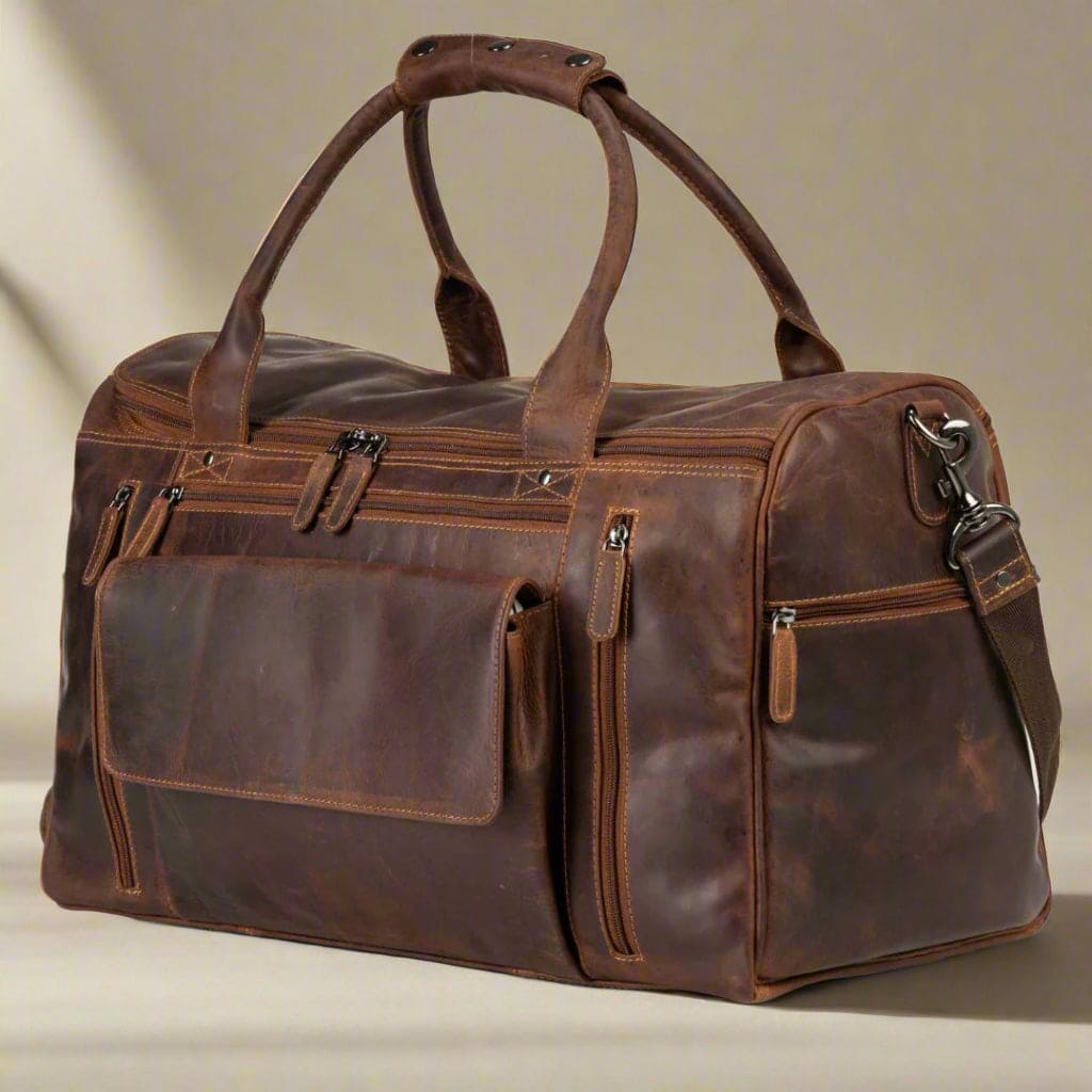 Leather Travel Duffle Bag Large - Sandal