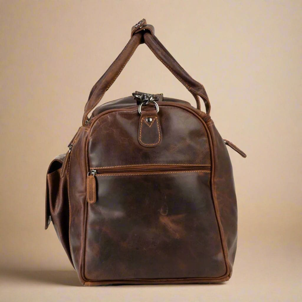 Leather Travel Duffle Bag Large - Sandal
