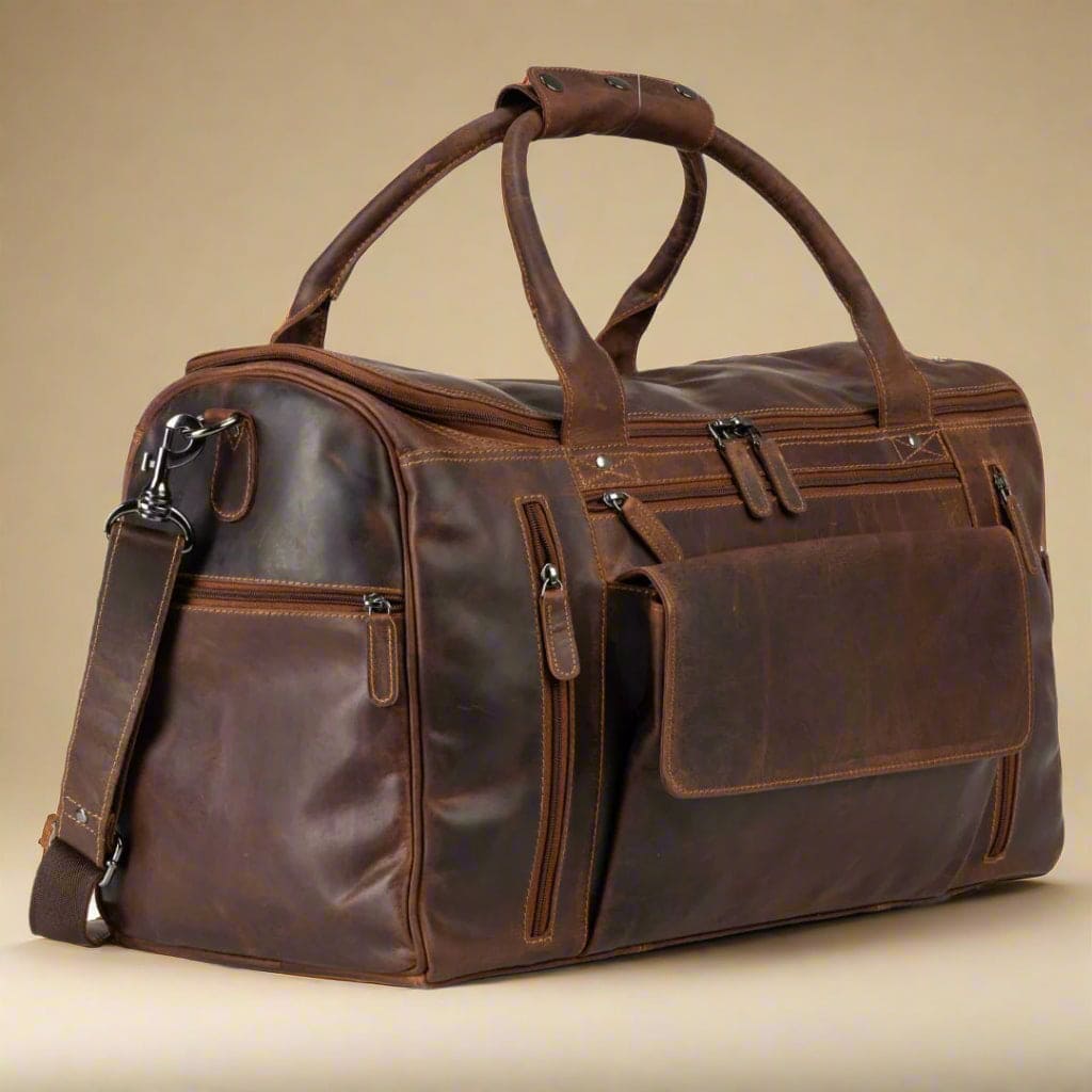 Leather Travel Duffle Bag Large - Sandal
