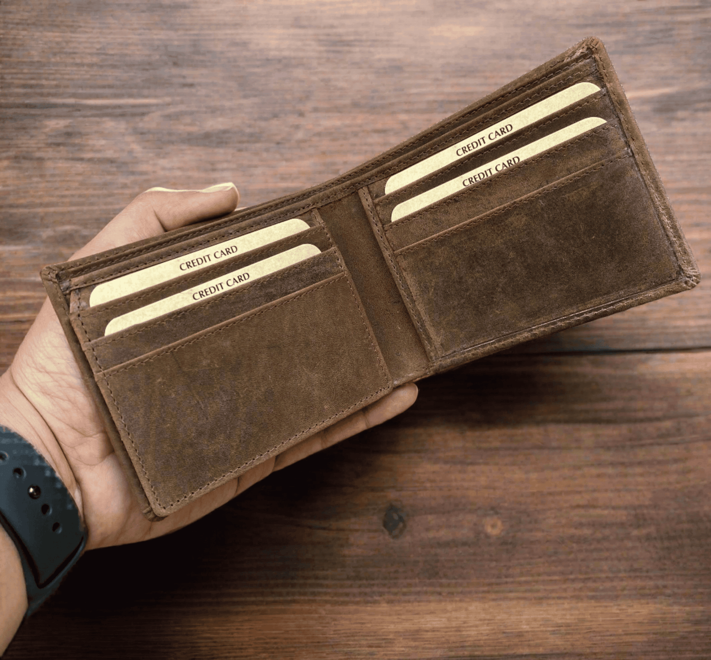 Personalised Brown Vintage Leather Wallet WALLET KALGHI