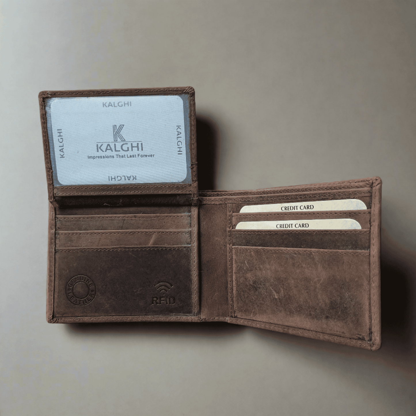 Personalised Brown Vintage Leather Wallet WALLET KALGHI