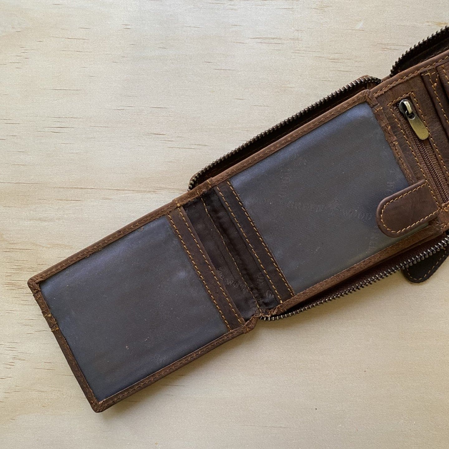 Riders Zip Around Brown Leather Men Wallet - KALGHI