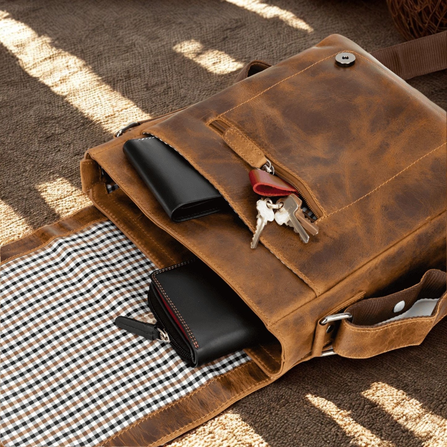 Leather Shoulder Bag Camel