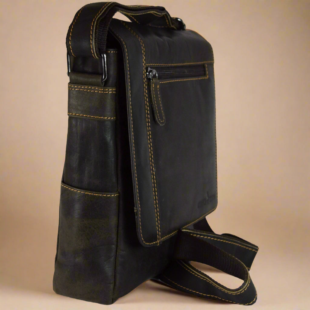 Leather Messenger Bag - Dark Brown