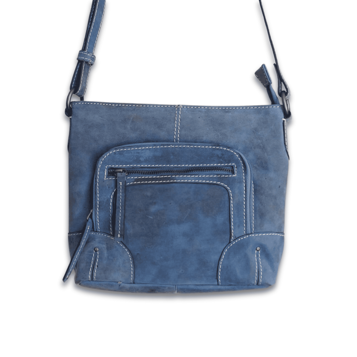 Leather crossbody bag blue sling bag