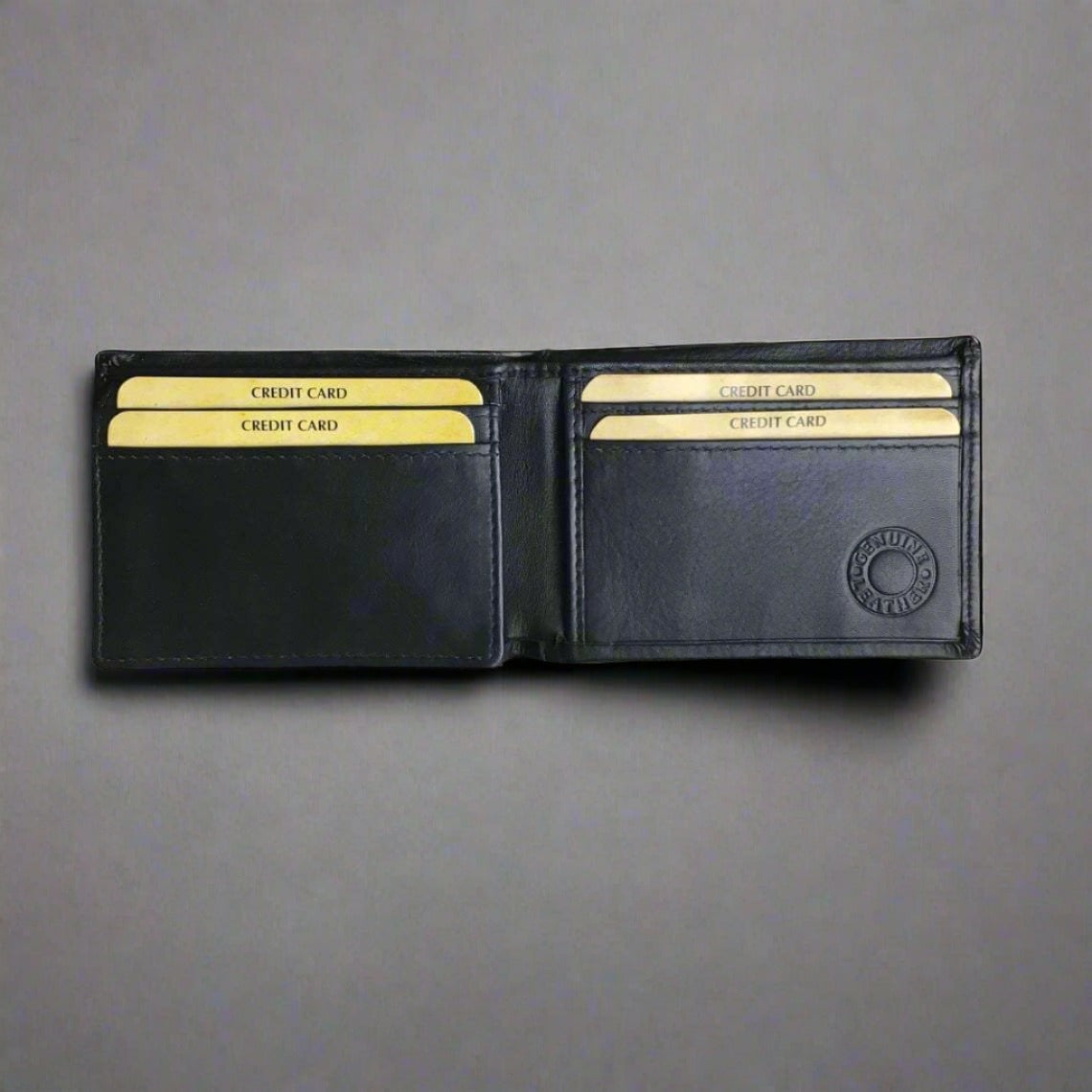 Men's Black Leather Wallet with Personalised Handwriting - KALGHI WALLET Hyde Mebourne