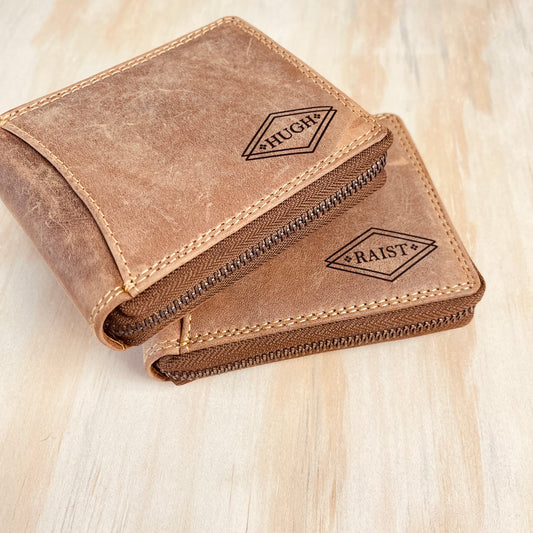 Personalised Brown Leather Wallet with Name