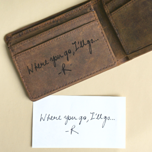 Personalised Message Engraved on Brown Leather Wallet