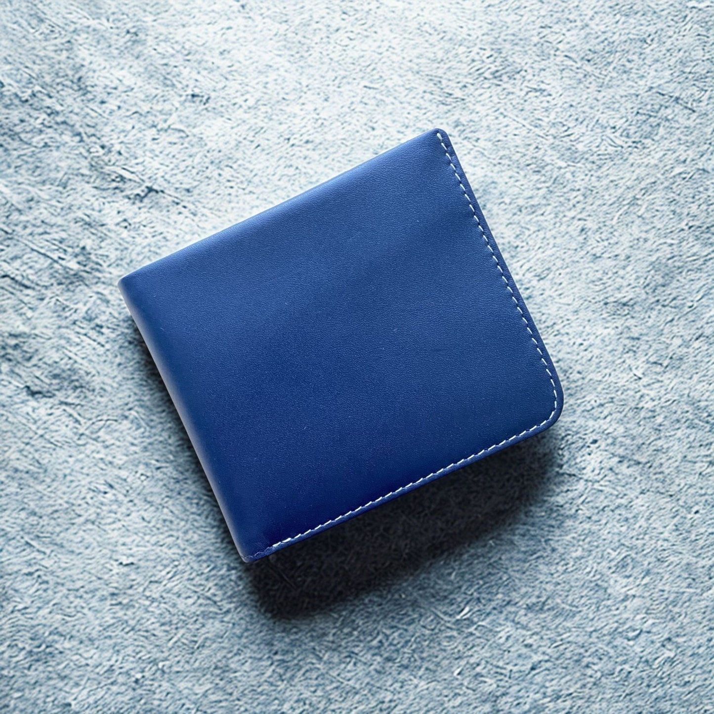 Personalised Slim Leather Mens Wallet Navy Blue