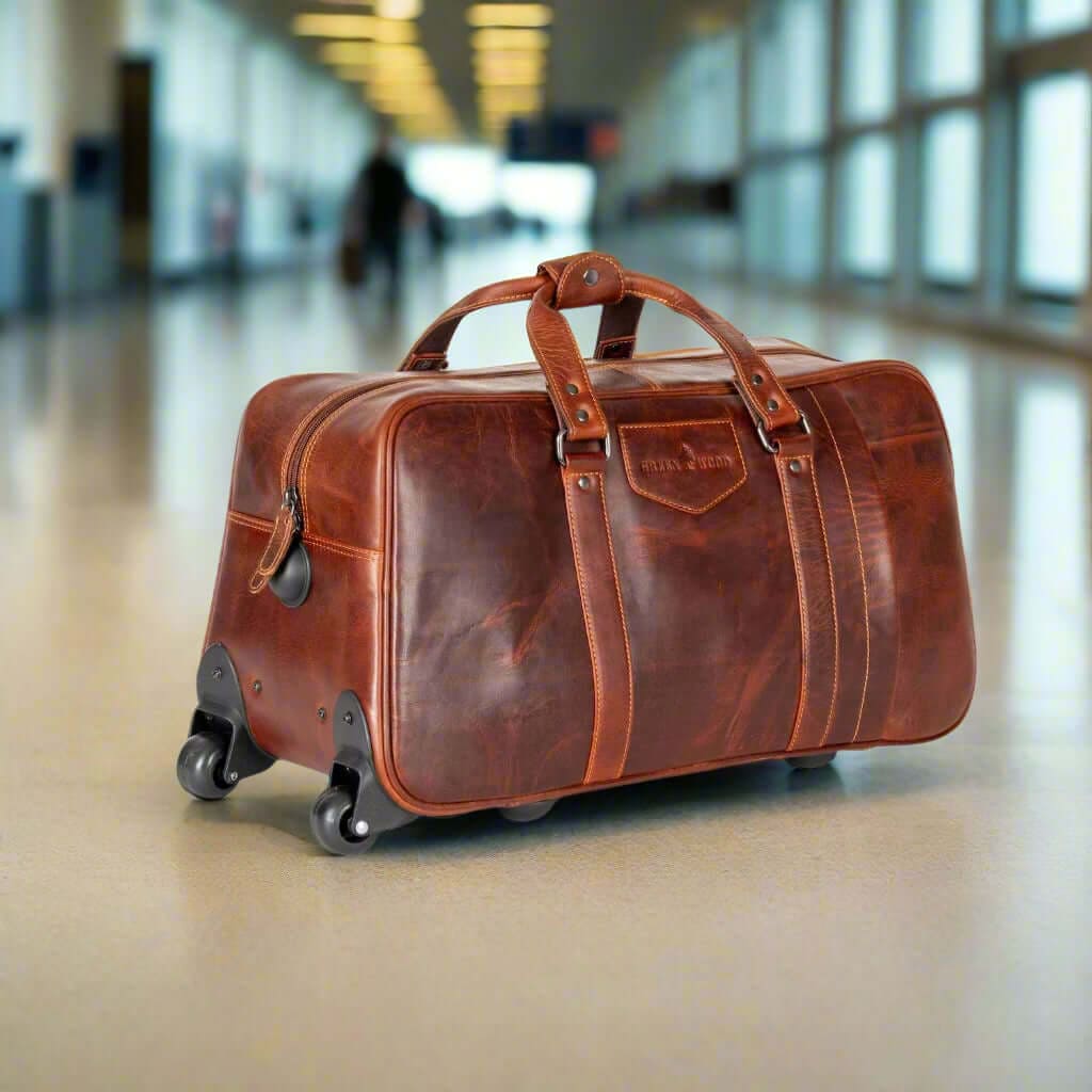 Leather Trolley Travel Bag - Sandal
