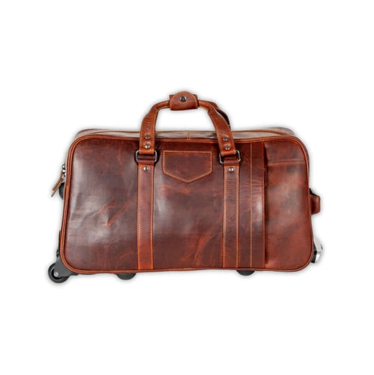 Leather Trolley Travel Bag - Sandal