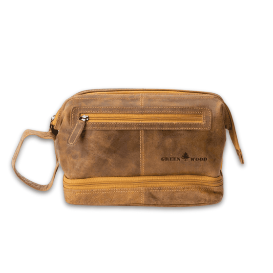 KALGHI Toiletry Bag Leather Toiletry Bag Napier Camel