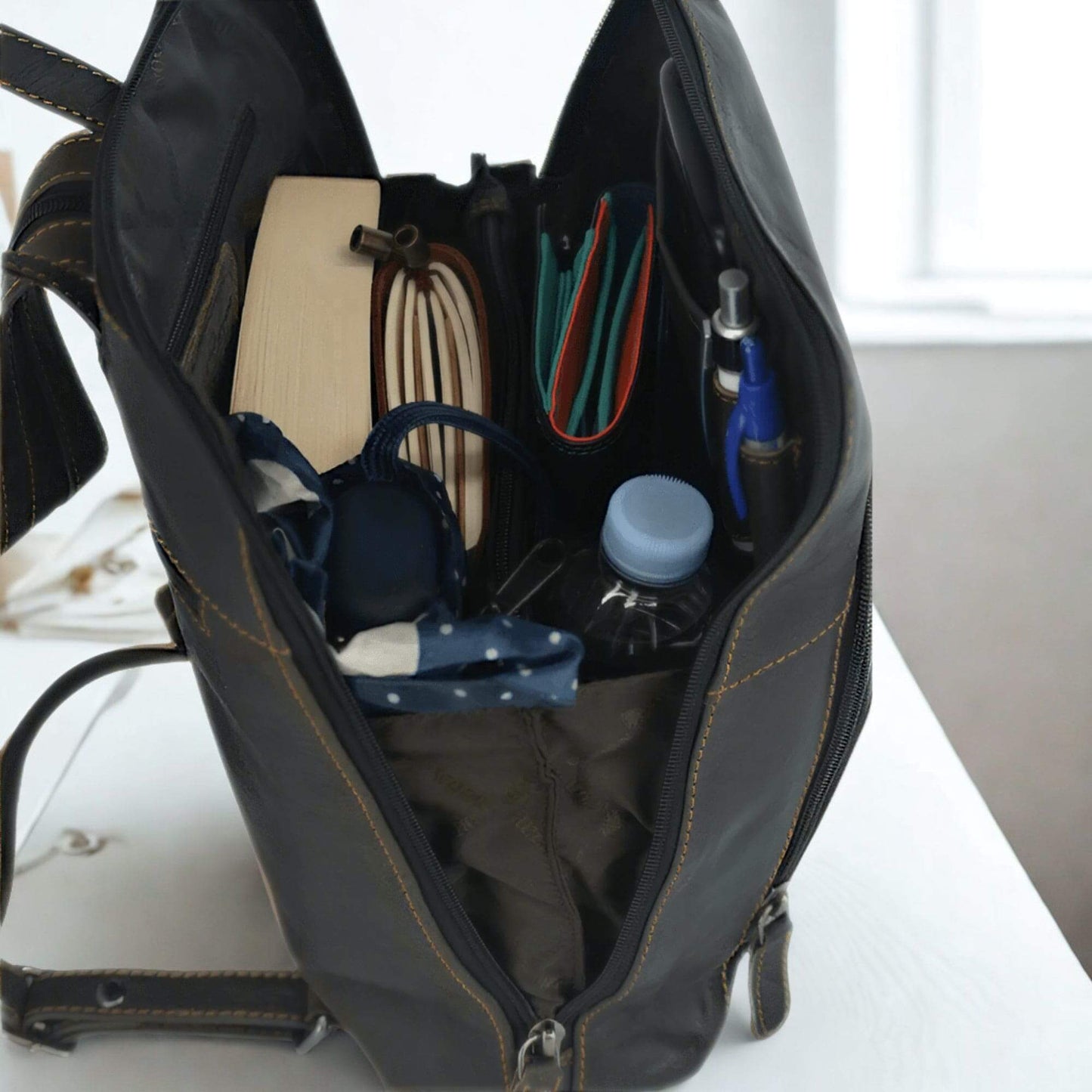 Leather backpack brown