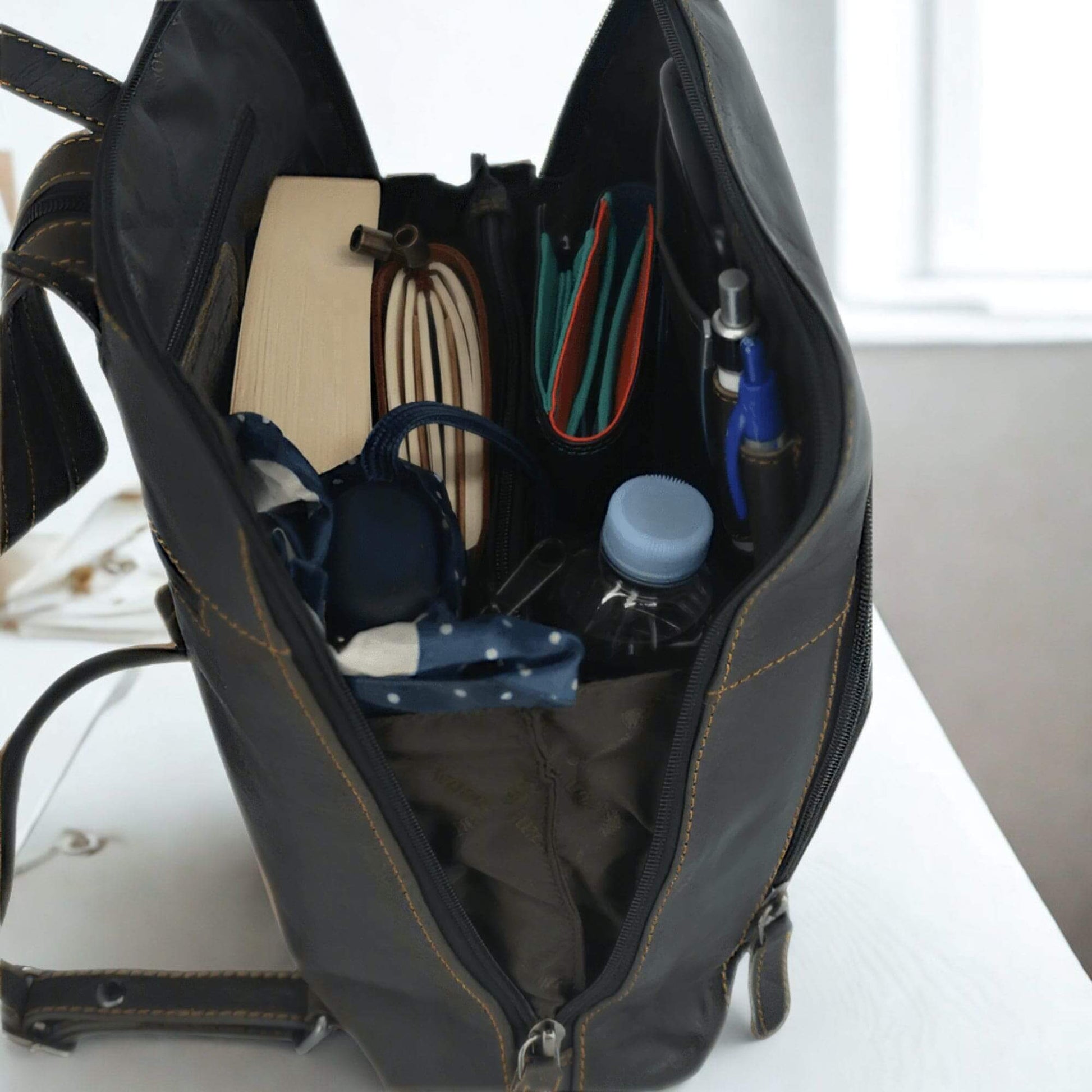 Leather backpack brown