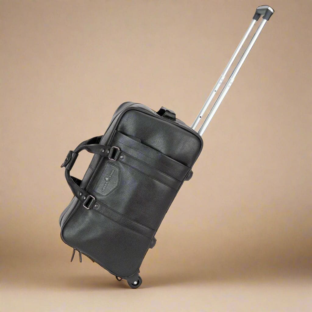 Leather Trolley Travelbag Black