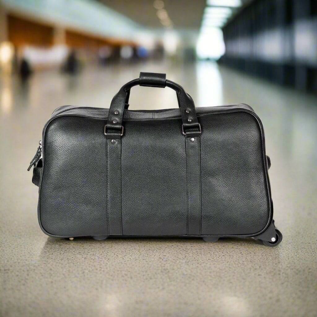 Leather Trolley Travelbag Black 