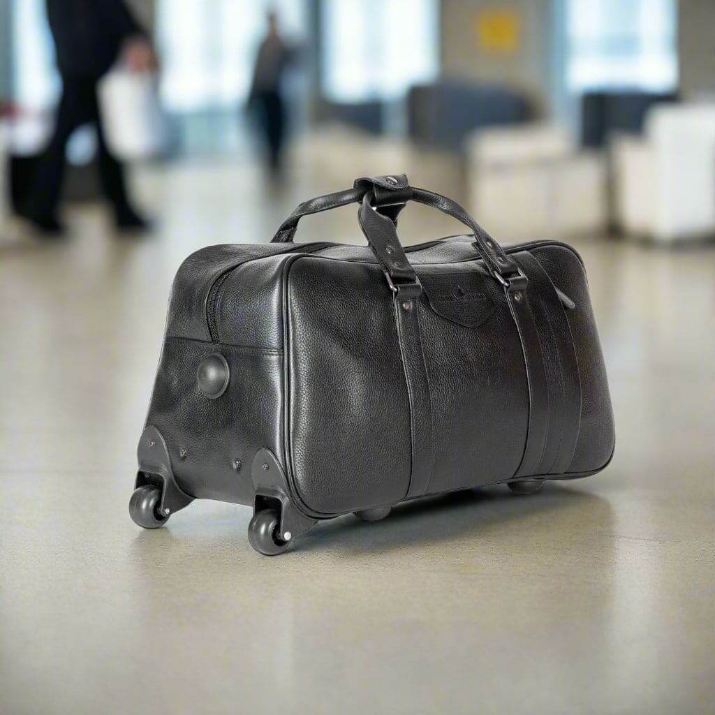Leather Trolley Travelbag Black