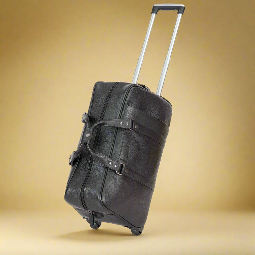 Leather Trolley Travelbag Black 