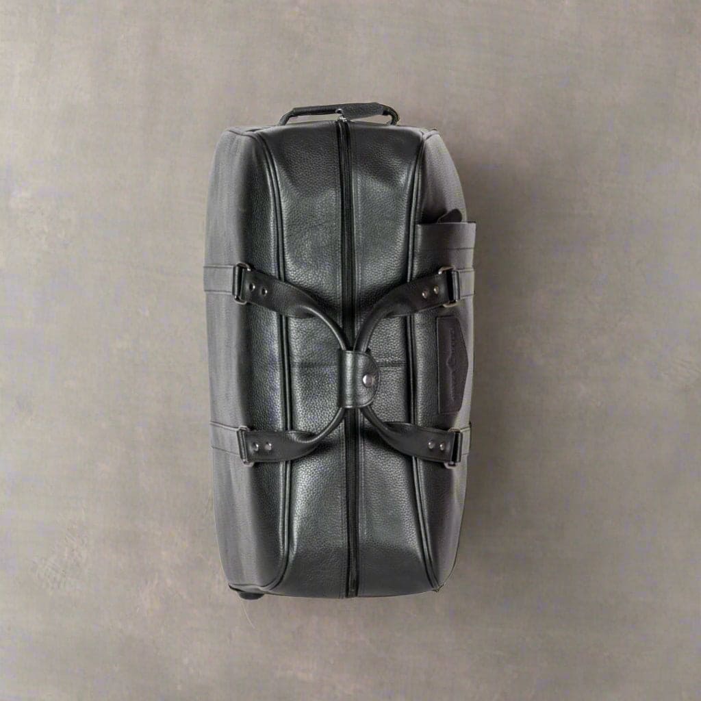 Leather Trolley Travelbag Black 