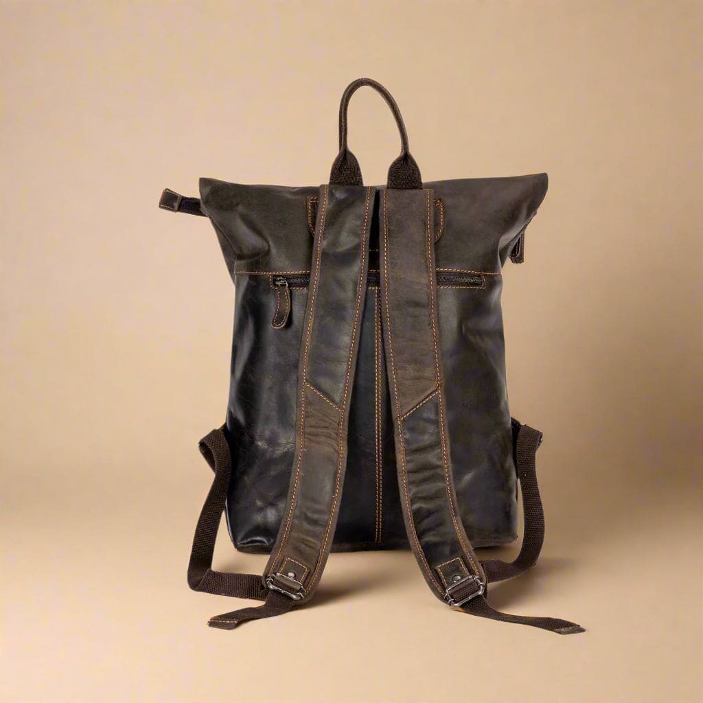 Oscar Brown Leather Backpack - Vintage Style, Modern Functionality