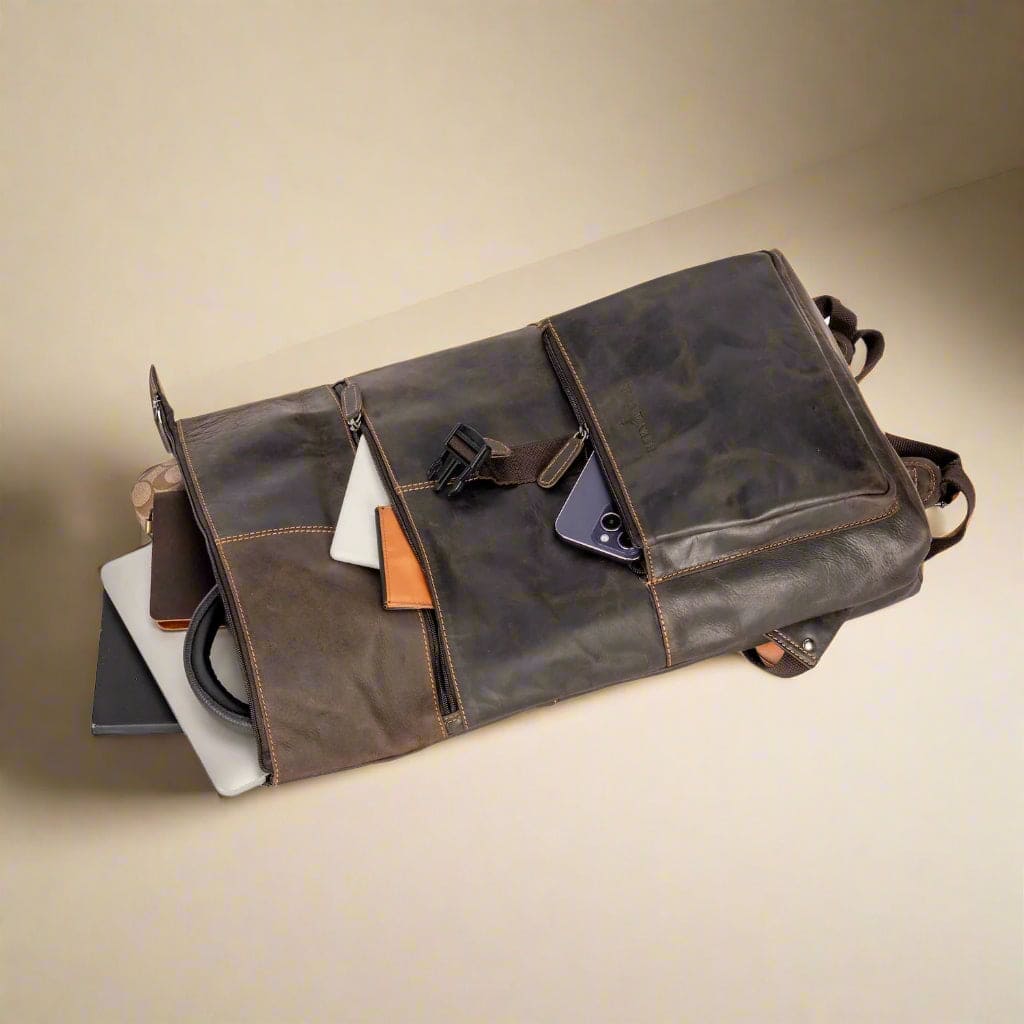 Oscar Brown Leather Backpack - Vintage Style, Modern Functionality