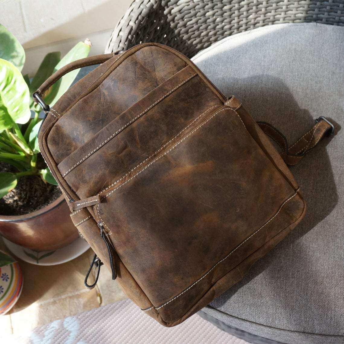 Leather Backpack Brown- KALGHI