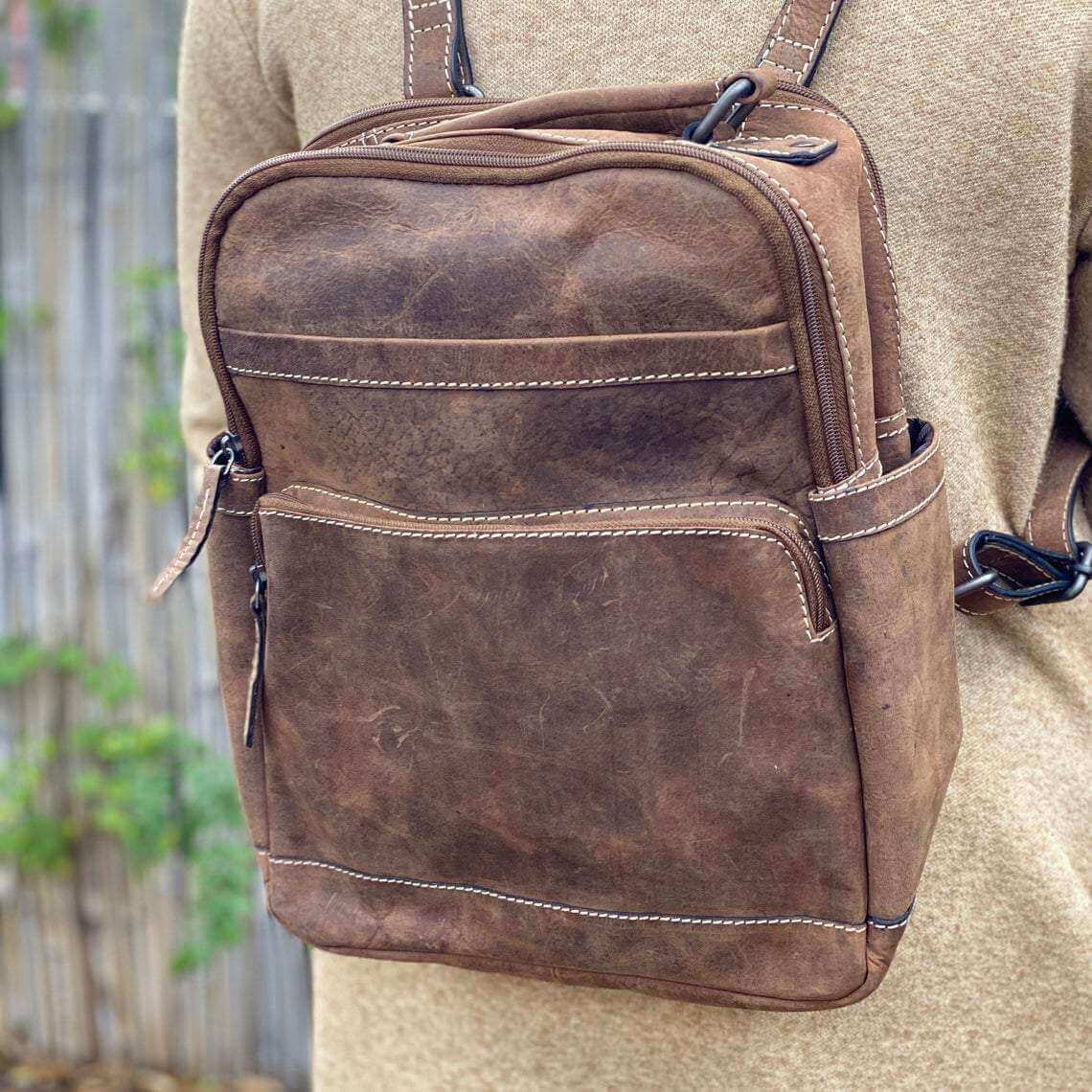 Leather Backpack Brown- KALGHI