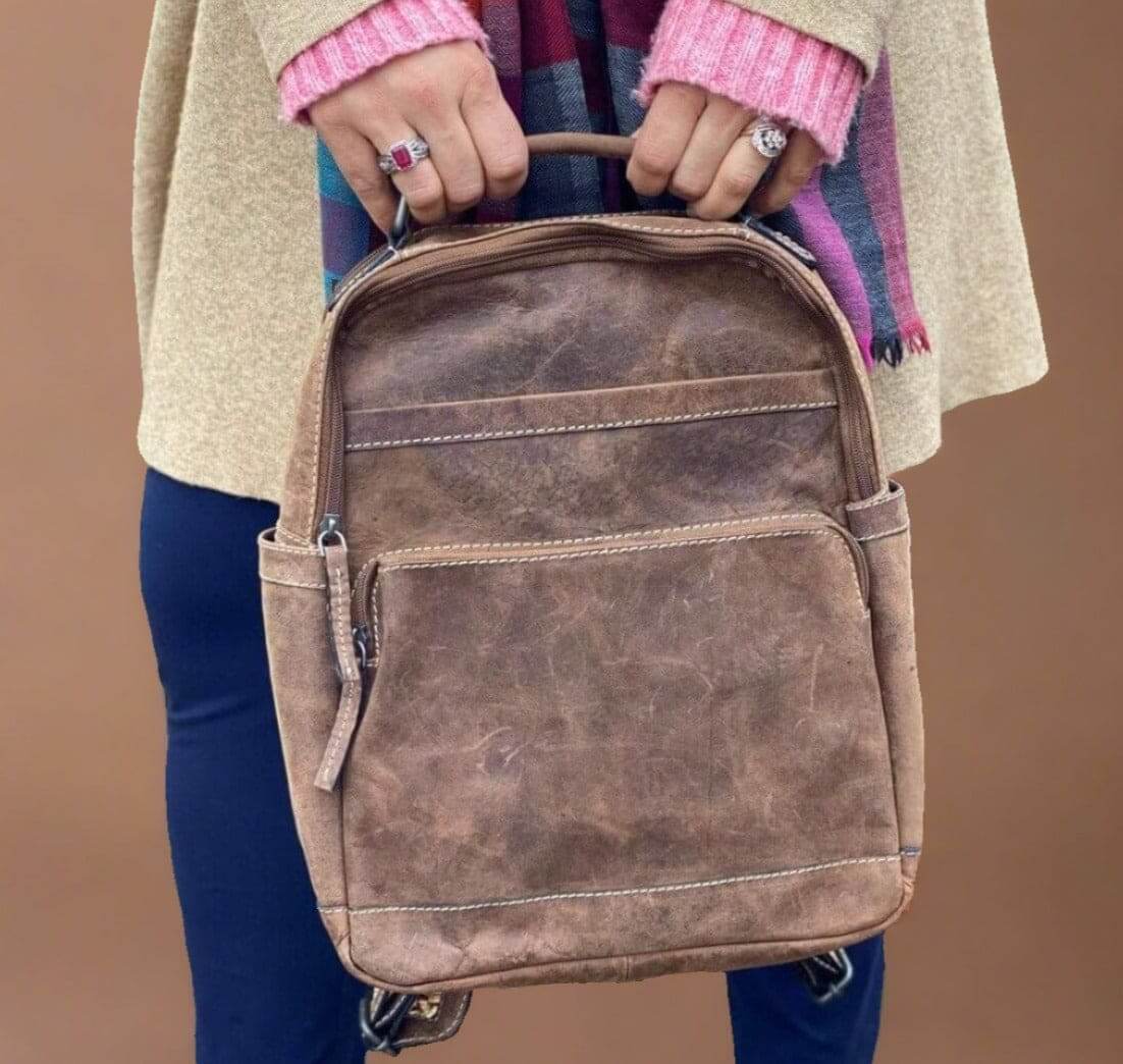 Leather Backpack Brown- KALGHI