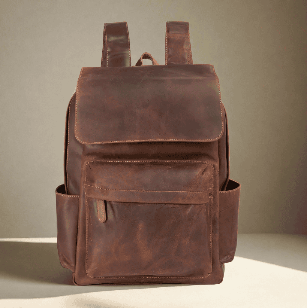 Vintage Leather Backpack Brown