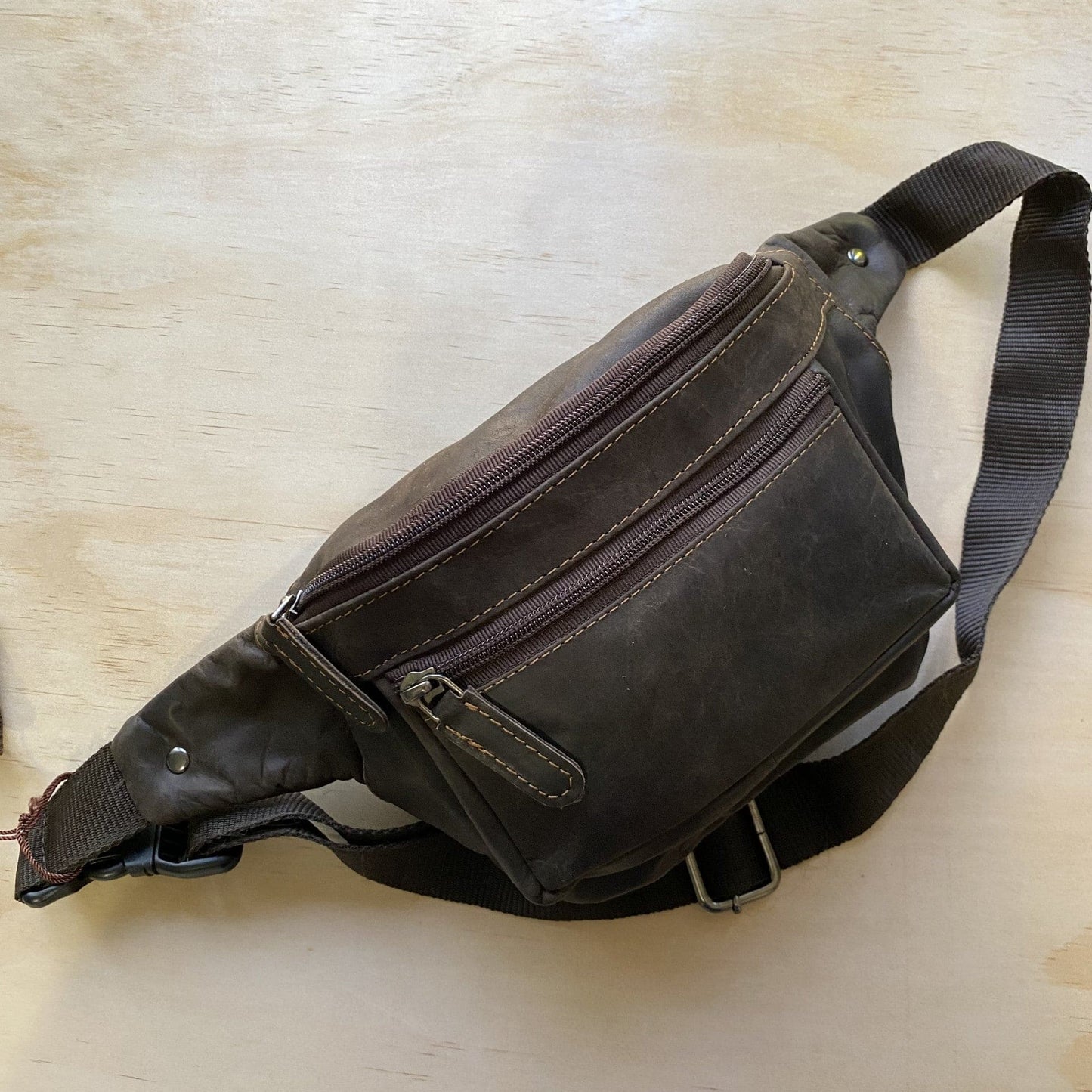 Leather Bum Bag Dark Brown - KALGHI